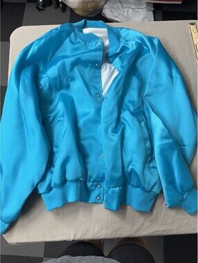 Vintage Westark Satin Varsity Jacket USA Blue/ Teal Bomber 90s Streetwear